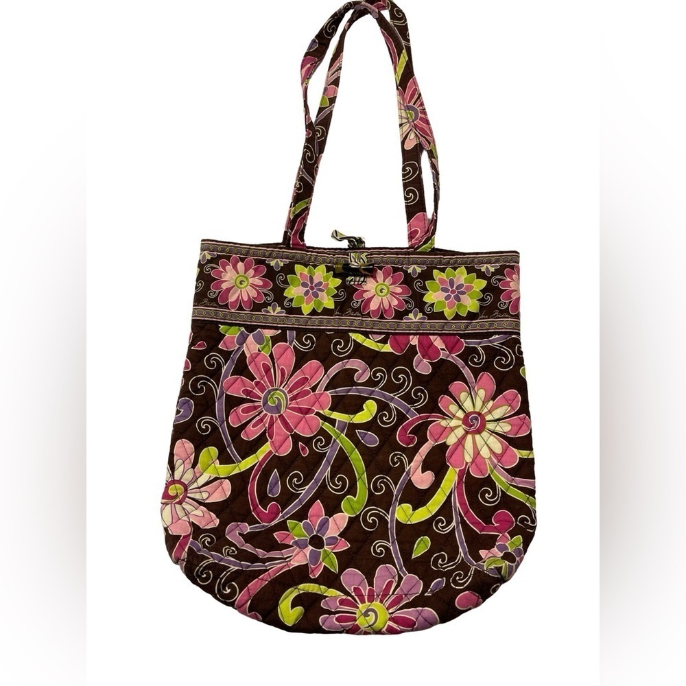 Vera Bradley Retired Purple Punch Floral Miller Tote Brown, Pink, Green & Purple